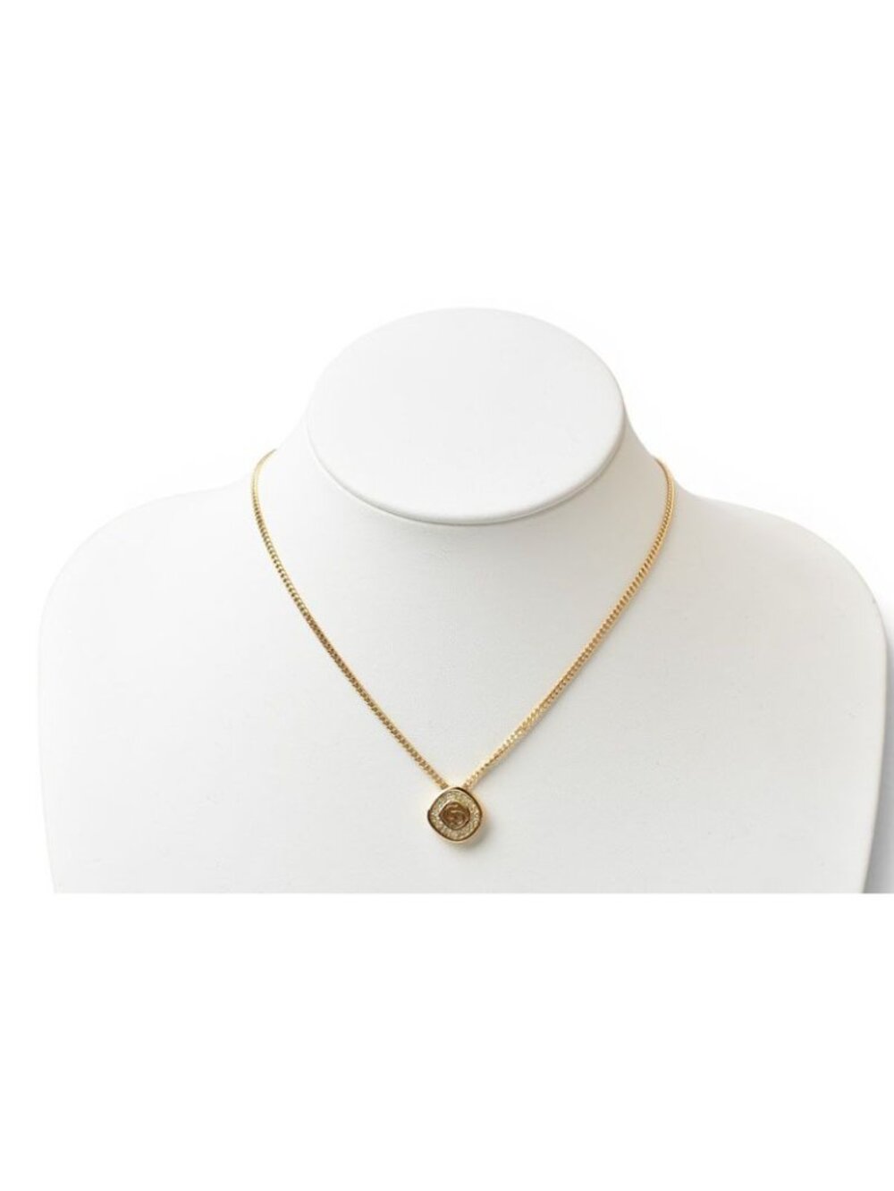 Dior Necklace Vintage CD Logo Line Stone Gold - Picture 6 of 6